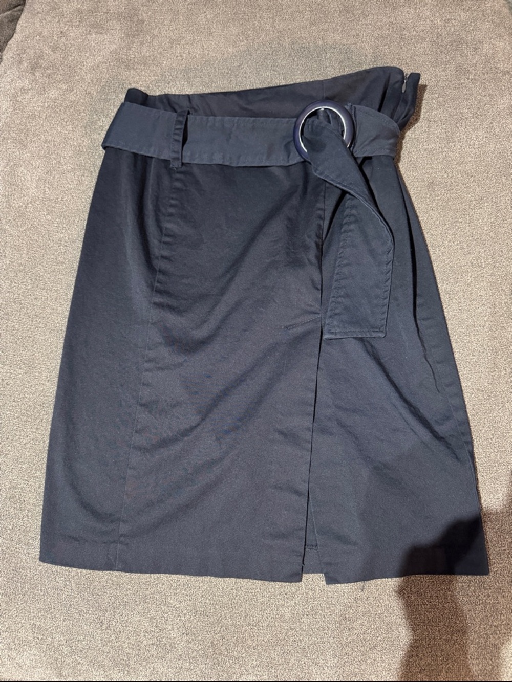 Vintage Forever 21 Navy Wrap Pencil Skirt with Ring Belt- medium